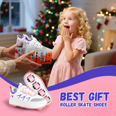 Girls’ Pink Hidden-Wheel Roller Skate Shoes – 4-Wheel Fun Sneakers for Kids