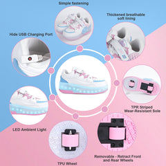 Pink Hidden-Wheel Roller Skate Shoes –2-Wheel Fun Sneakers for Kids
