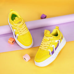 Yellow Hidden-Wheel Roller Skate Shoes – 4-Wheel Fun Sneakers for Kids