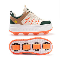 Green Hidden-Wheel Roller Skate Shoes – 4-Wheel Fun Sneakers for Kids