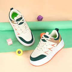 Green Hidden-Wheel Roller Skate Shoes – 4-Wheel Fun Sneakers for Kids