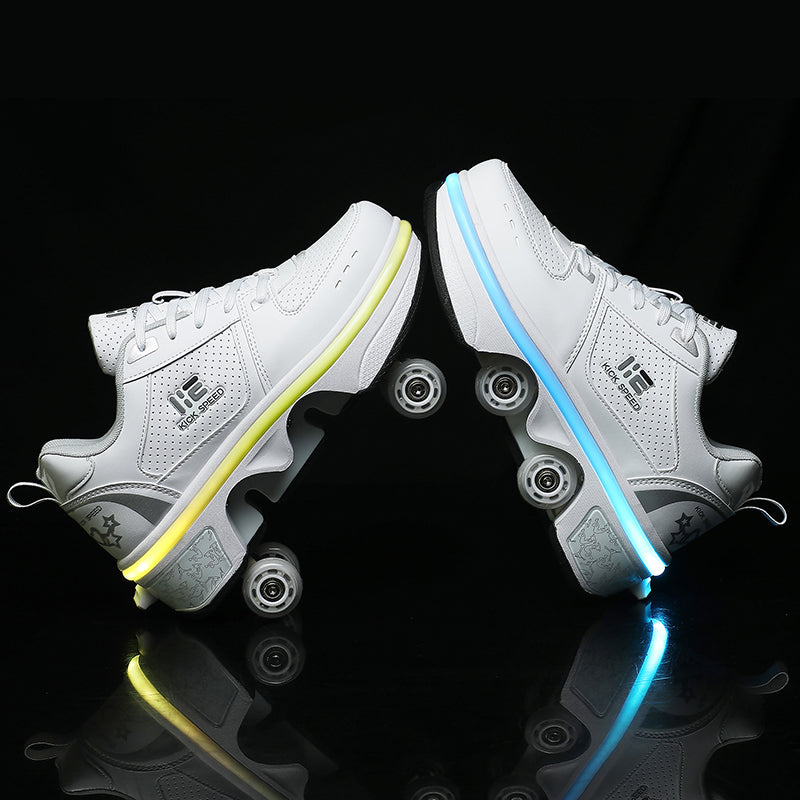 LED Deformation Roller Skates for Boys and Girls Roller Shoes for Adults Automatic Walking Shoes with Invisible Wheels Best Gift for Party Birthday Christmas