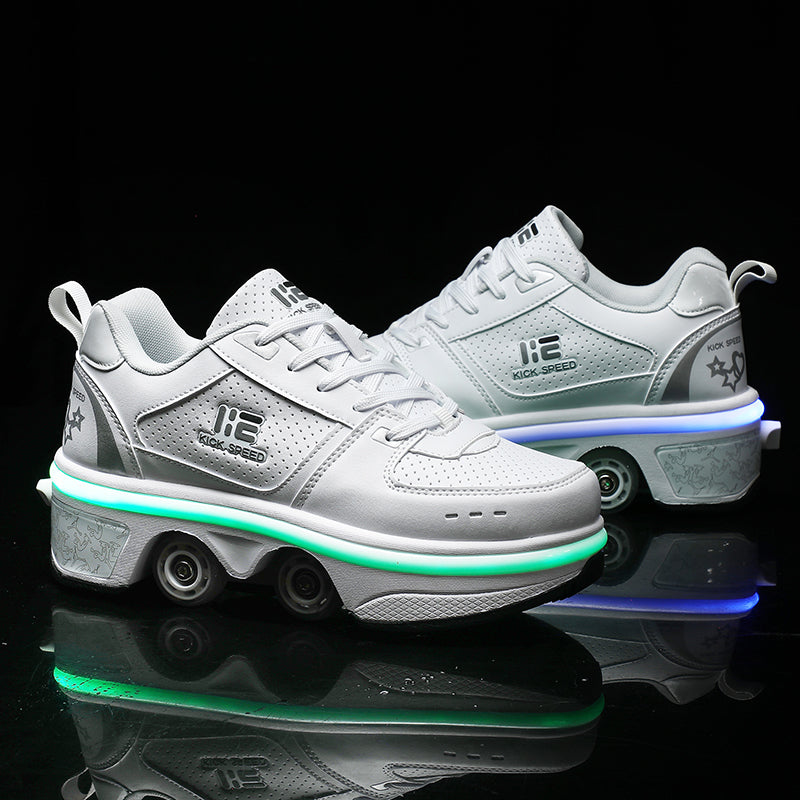 LED Deformation Roller Skates for Boys and Girls Roller Shoes for Adults Automatic Walking Shoes with Invisible Wheels Best Gift for Party Birthday Christmas